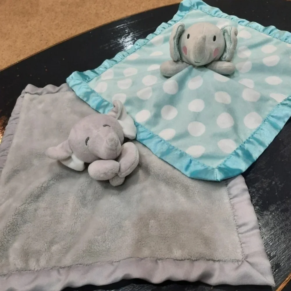 Lot 2 baby loveys elephant plush security blankets